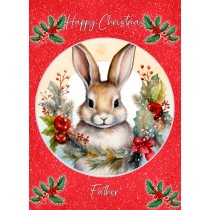 Christmas Card For Father (Globe, Rabbit)