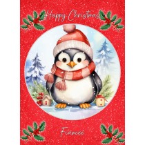 Christmas Card For Fiancee (Globe, Penguin)