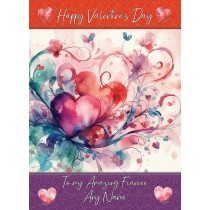 Personalised Valentines Day Card for Fiancee (Heart Art, Design 2)