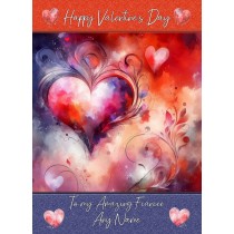 Personalised Valentines Day Card for Fiancee (Heart Art, Design 3)