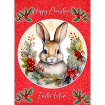 Christmas Card For Foster Mum (Globe, Rabbit)