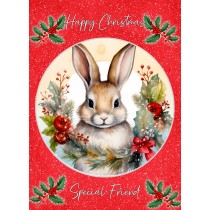 Christmas Card For Special Friend (Globe, Rabbit)