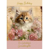 Cat Art Birthday Card for Granddaughter (Design 1)