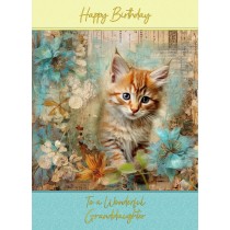 Cat Art Birthday Card for Granddaughter (Design 5)