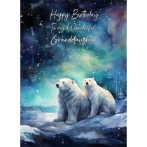 Polar Bear Art Birthday Card For Granddaughter (Design 5)