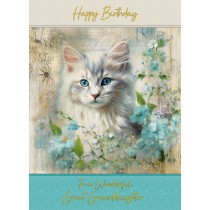 Cat Art Birthday Card for Great Granddaughter (Design 2)