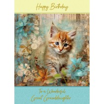 Cat Art Birthday Card for Great Granddaughter (Design 5)