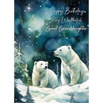 Polar Bear Art Birthday Card For Great Granddaughter (Design 4)