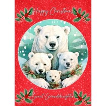Christmas Card For Great Granddaughter (Globe, Polar Bear Family)