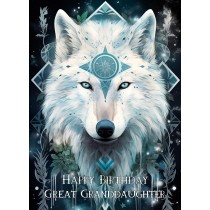 Tribal Wolf Art Birthday Card For Great Granddaughter (Design 5)