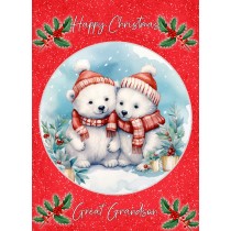 Christmas Card For Great Grandson (Globe, Polar Bear Couple)