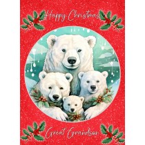 Christmas Card For Great Grandson (Globe, Polar Bear Family)