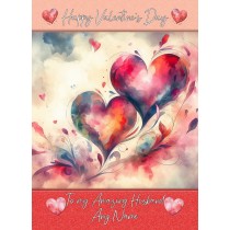 Personalised Valentines Day Card for Husband (Heart Art, Design 1)