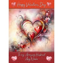 Personalised Valentines Day Card for Husband (Heart Art, Design 4)