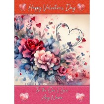 Personalised Valentines Day Card for One I Love (Heart Art, Design 5)