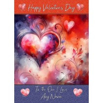 Personalised Valentines Day Card for One I Love (Heart Art, Design 3)