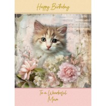 Cat Art Birthday Card for Mam (Design 3)