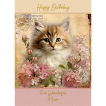 Cat Art Birthday Card for Mam (Design 1)