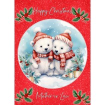 Christmas Card For Mother in Law (Globe, Polar Bear Couple)