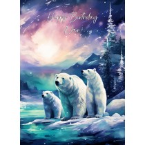Polar Bear Art Birthday Card For Nan (Design 1)