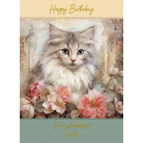 Cat Art Birthday Card for Sister (Design 4)