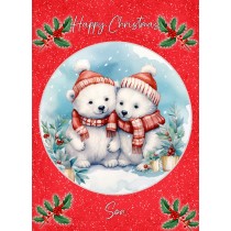 Christmas Card For Son (Globe, Polar Bear Couple)