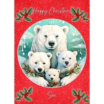 Christmas Card For Son (Globe, Polar Bear Family)