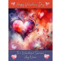Personalised Valentines Day Card for Wonderful Someone (Heart Art, Design 3)