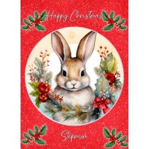 Christmas Card For Stepmum (Globe, Rabbit)