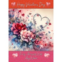 Personalised Valentines Day Card for Wife (Heart Art, Design 5)