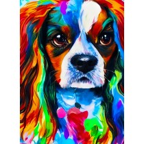 King Charles Spaniel Dog Colourful Abstract Art Blank Greeting Card