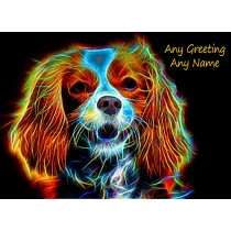 Personalised King Charles Spaniel Neon Art Greeting Card (Birthday, Christmas, Any Occasion)