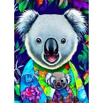 Koala Bear Colourful Art Blank Greeting Card