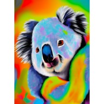 Koala Bear Animal Colourful Abstract Art Blank Greeting Card