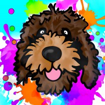 Labradoodle Dog Splash Art Cartoon Square Blank Card