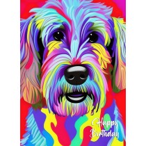 Labradoodle Dog Colourful Abstract Art Birthday Card