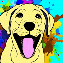 Labrador Dog Splash Art Cartoon Square Blank Card