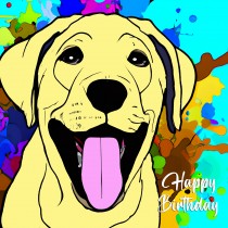 Labrador Dog Splash Art Cartoon Square Birthday Card