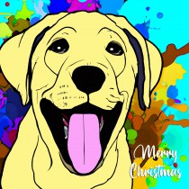 Labrador Dog Splash Art Cartoon Square Christmas Card