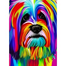 Lhasa Apso Dog Colourful Abstract Art Blank Greeting Card