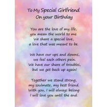 Romantic Birthday Verse Poem Card (Special Girlfriend)