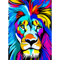 Lion Animal Colourful Abstract Art Blank Greeting Card