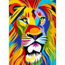 Lion Animal Colourful Abstract Art Blank Greeting Card