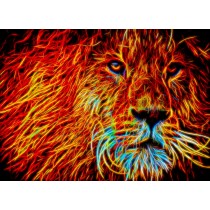 Lion Neon Art Blank Greeting Card