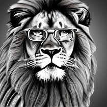 Lion Funny Black and White Art Blank Card (Spexy Beast)