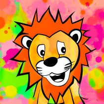Lion Splash Art Cartoon Square Blank Card