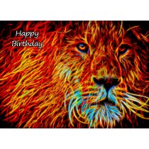 Lion Neon Art Birthday Card