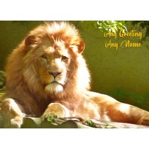 Personalised Lion Art Greeting Card (Birthday, Christmas, Any Occasion)