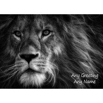 Personalised Lion Black and White Art Greeting Card (Birthday, Christmas, Any Occasion)