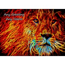 Personalised Lion Neon Art Greeting Card (Birthday, Christmas, Any Occasion)